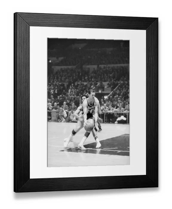 Framed Print : Walt Frazier Guarding Jerry West During Basketball Game Framed Print : Walt Frazier Guarding Jerry West During Basketball Game