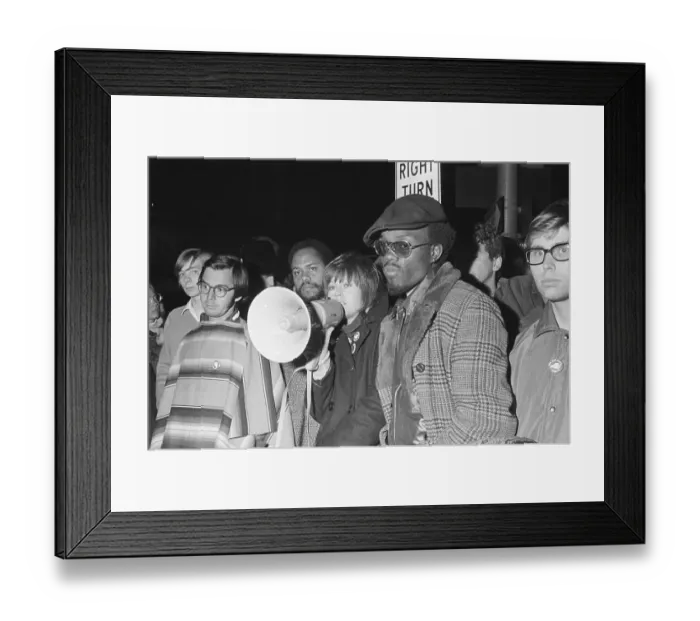 Framed Print : Jane Fonda Speaks in Megaphone at Rally Framed Print : Jane Fonda Speaks in Megaphone at Rally