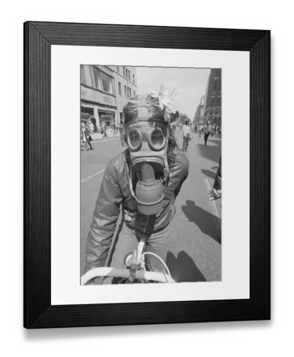 Framed Print : Woman In Gas Mask W / Flowers In Her Hair Framed Print : Woman In Gas Mask W / Flowers In Her Hair