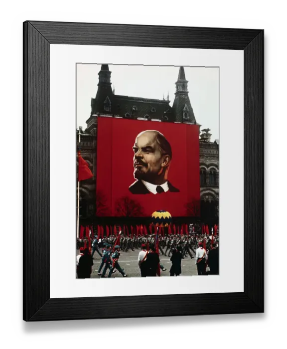 Framed Print : Troops Marching Past Lenin Portrait