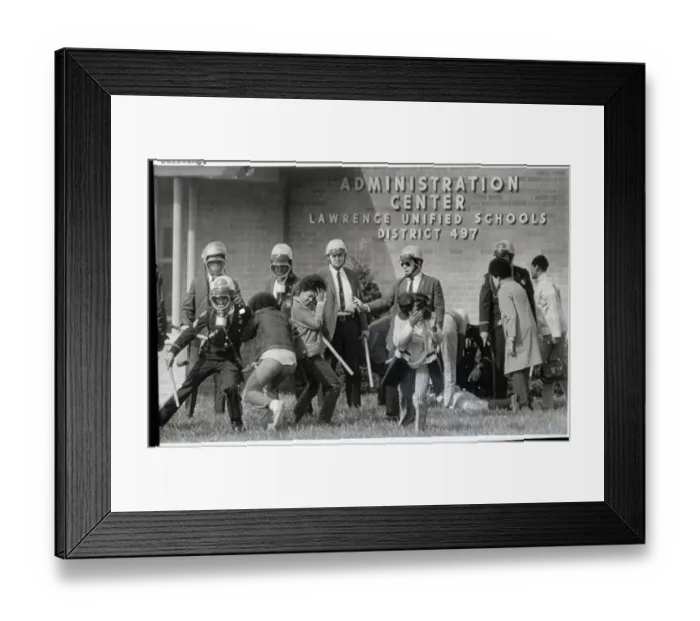 Framed Print : Protesters Blocked by Police Officers Framed Print : Protesters Blocked by Police Officers