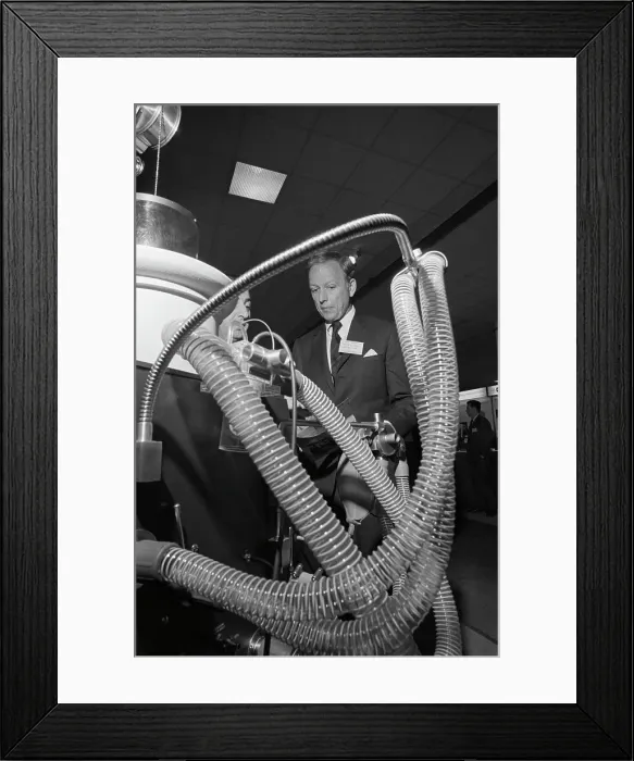 Framed Print : Dr. Denton Cooley Looking Over a Blood Synthesizer Framed Print : Dr. Denton Cooley Looking Over a Blood Synthesizer