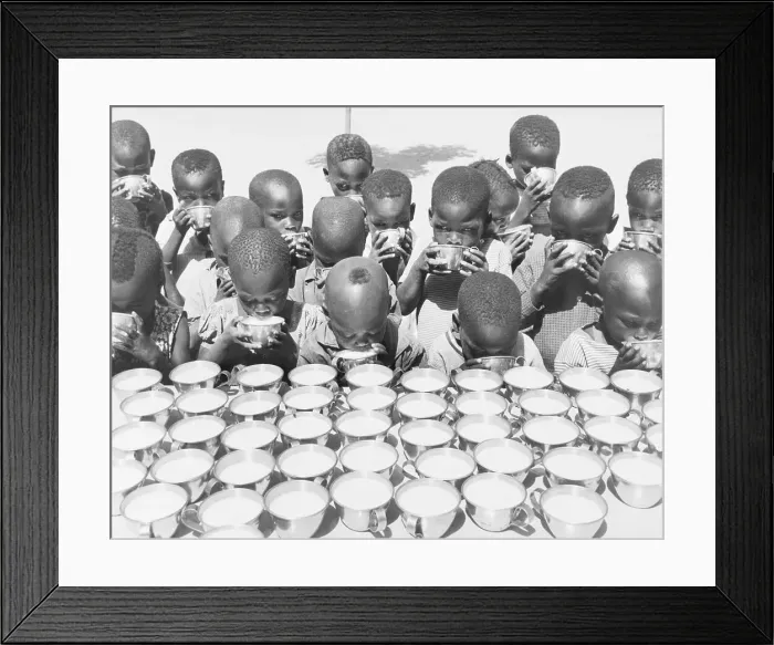 Framed Print : Kindergartners in Chad Have Milk Break Framed Print : Kindergartners in Chad Have Milk Break