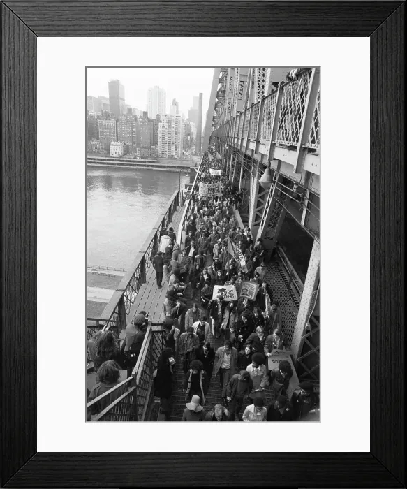 Framed Print : Marchers Crossing Queensborough Bridge Framed Print : Marchers Crossing Queensborough Bridge