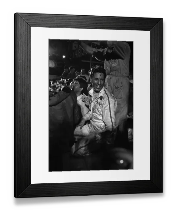Framed Print : Mario Andretti Posing for Winning Photo Framed Print : Mario Andretti Posing for Winning Photo