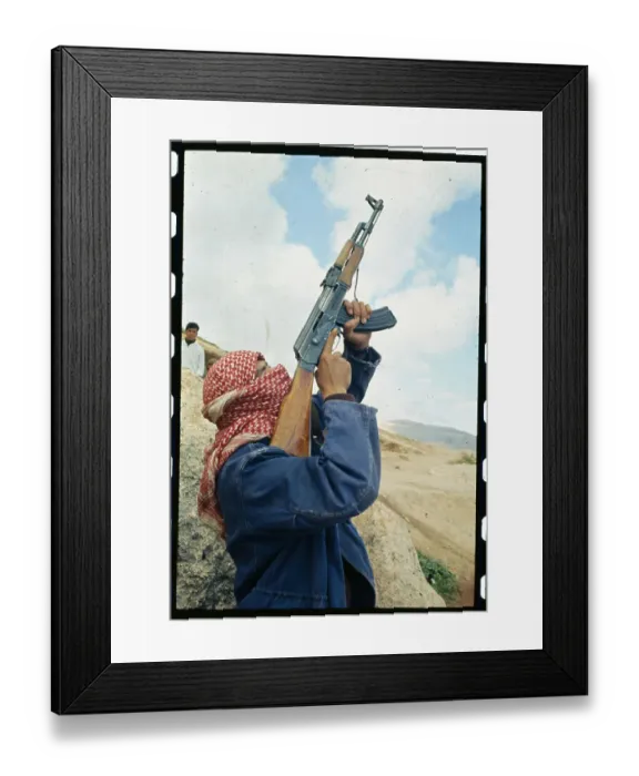 Framed Print : Soldier Firing Rifle into Air Framed Print : Soldier Firing Rifle into Air