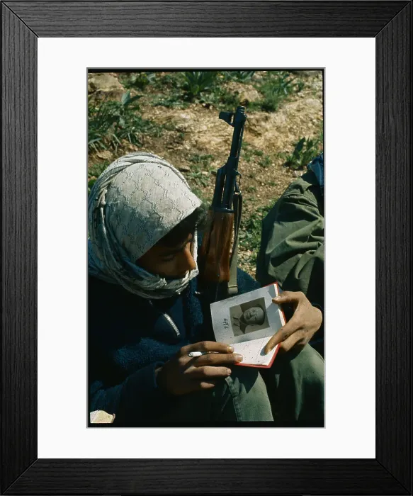 Framed Print : Soldier with Rifle, Cigarette and Book Framed Print : Soldier with Rifle, Cigarette and Book