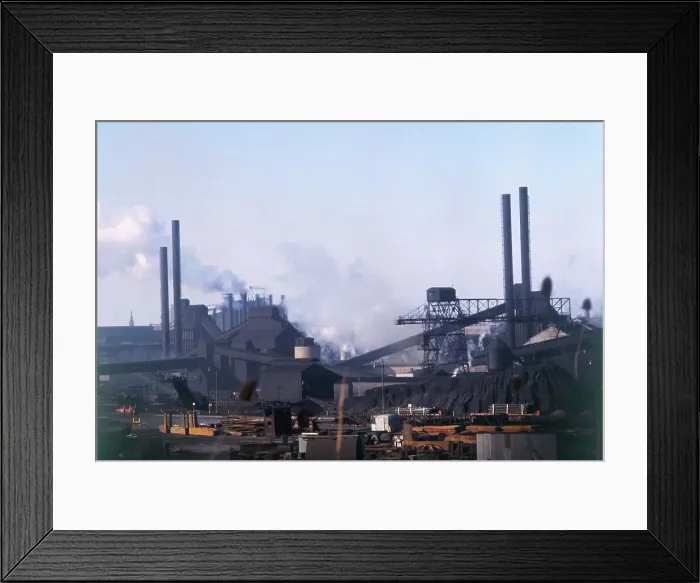 Framed Print : Factory Buildings Smoking from Pipes Framed Print : Factory Buildings Smoking from Pipes