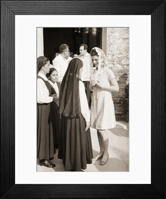 Framed Print : Jacqueline Kennedy with Nuns Outside Church Framed Print : Jacqueline Kennedy with Nuns Outside Church
