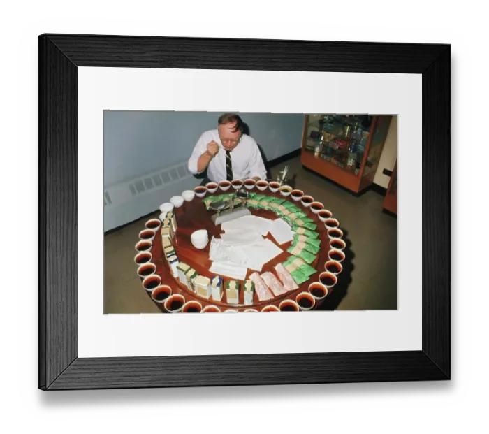 Framed Print : Tea Taster with Samples