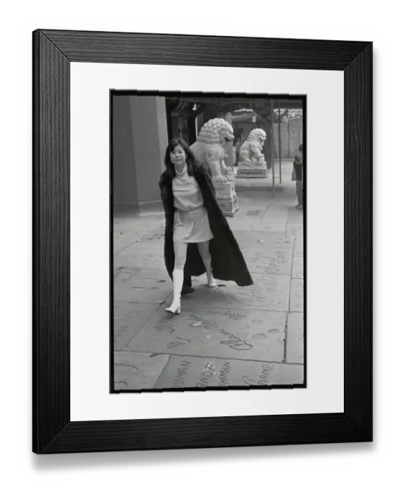 Framed Print : Actress Tsai Chin Walking Down Street in Hollywood