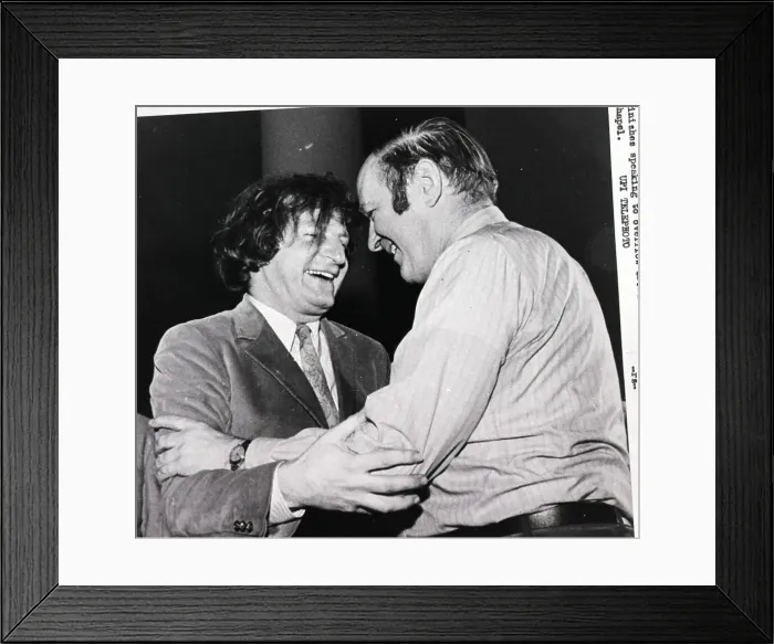 Framed Print : David Dellinger Greets Leonard Weinglass Framed Print : David Dellinger Greets Leonard Weinglass