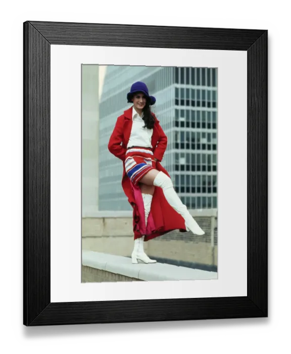 Framed Print : Rockette Modeling Maxi Coat with Miniskirt Framed Print : Rockette Modeling Maxi Coat with Miniskirt