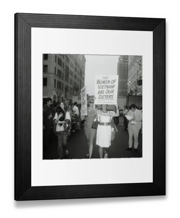 Framed Print : Women March with Signs for Sisterhood Framed Print : Women March with Signs for Sisterhood