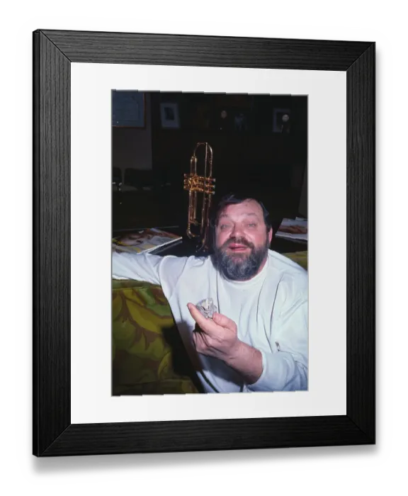 Framed Print : Al Hirt Displaying Piece of Concrete Framed Print : Al Hirt Displaying Piece of Concrete