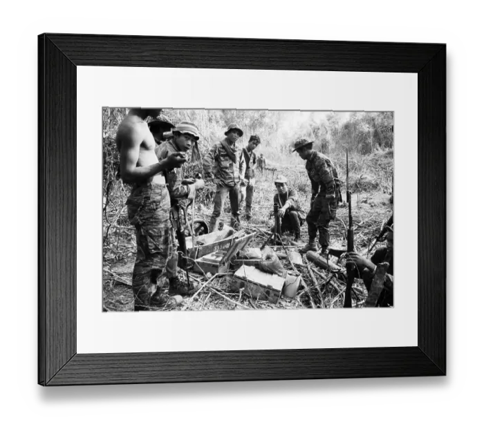 Framed Print : Cambodian Mercenaries Inspect Arms Cache Framed Print : Cambodian Mercenaries Inspect Arms Cache