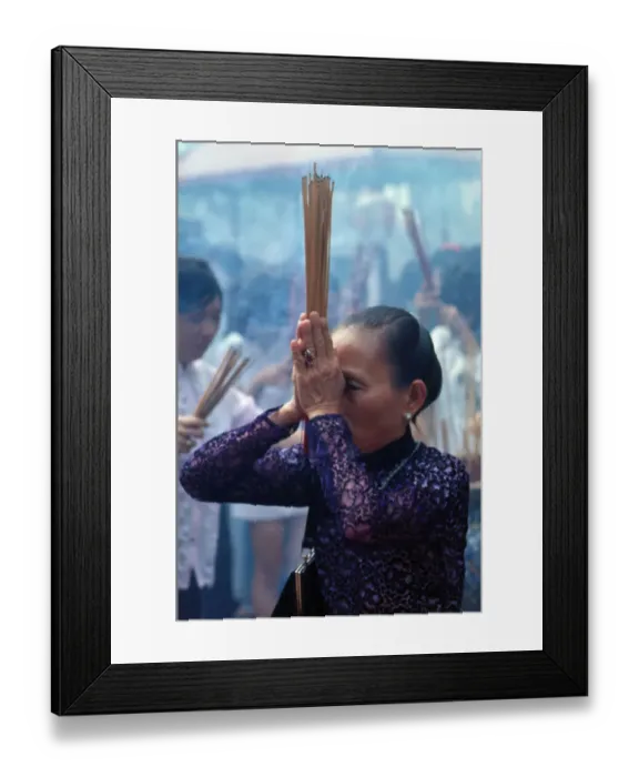 Framed Print : Vietnamese Woman Performing Ritual During Tet Framed Print : Vietnamese Woman Performing Ritual During Tet