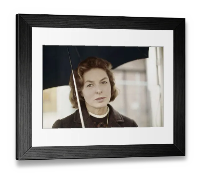 Framed Print : Ingrid Berman Under an Umbrella Framed Print : Ingrid Berman Under an Umbrella