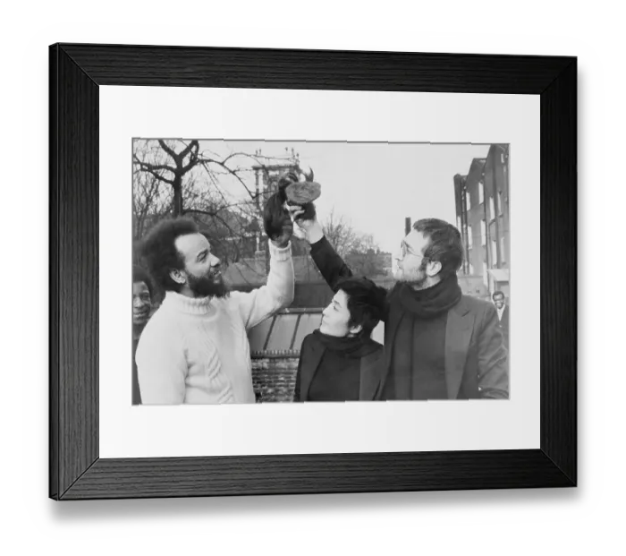 Framed Print : John Lennon Giving Hair to Michael X Framed Print : John Lennon Giving Hair to Michael X
