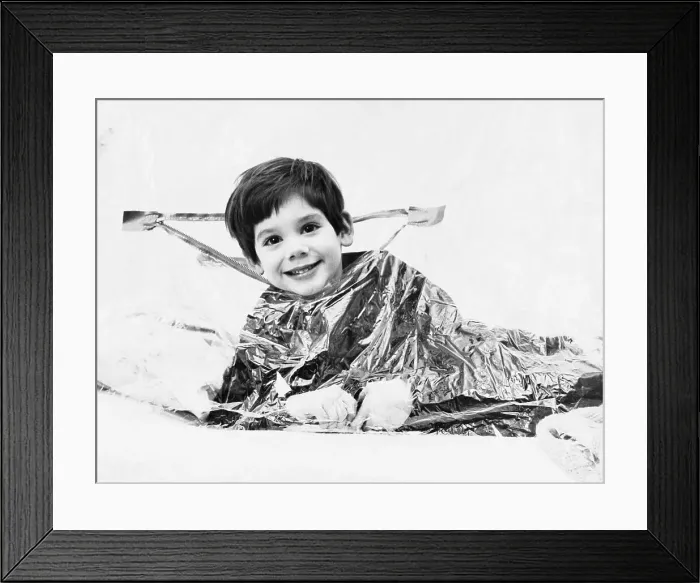 Framed Print : Boy Peering from Mist Tent Framed Print : Boy Peering from Mist Tent
