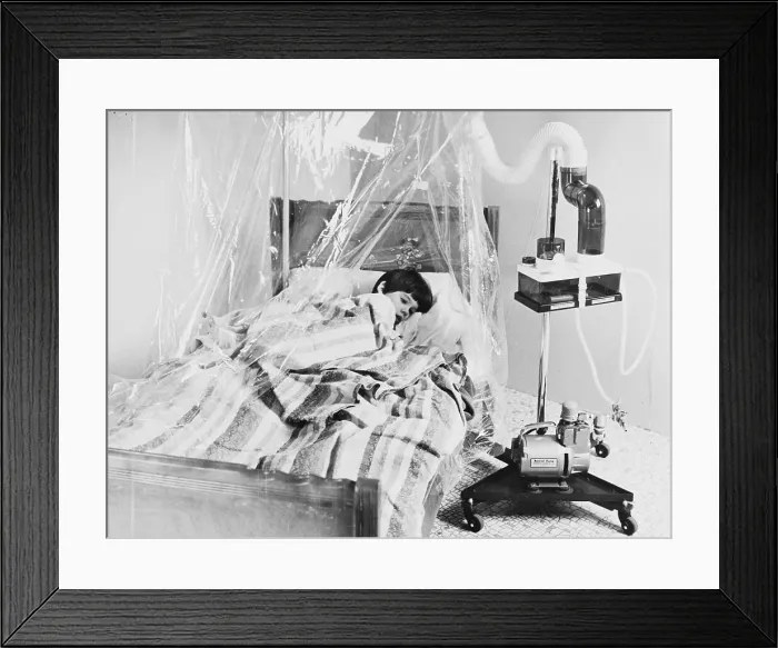 Framed Print : Boy Sleeping in Medicated Tent Framed Print : Boy Sleeping in Medicated Tent