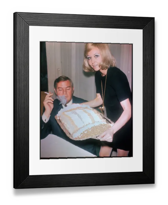 Framed Print : Woman Holding Tray with Cigarettes for One Year