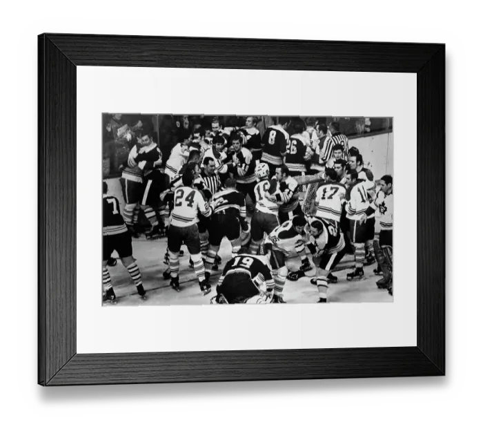 Framed Print : Bruins Vs Maple Leafs Ice Hockey Fight