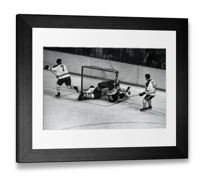 Framed Print : Bobby Orr Sliding Into Goalpost Framed Print : Bobby Orr Sliding Into Goalpost
