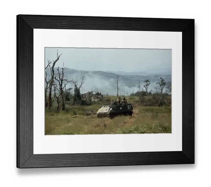 Framed Print : Soldiers with Machine Guns Riding on Tank Framed Print : Soldiers with Machine Guns Riding on Tank
