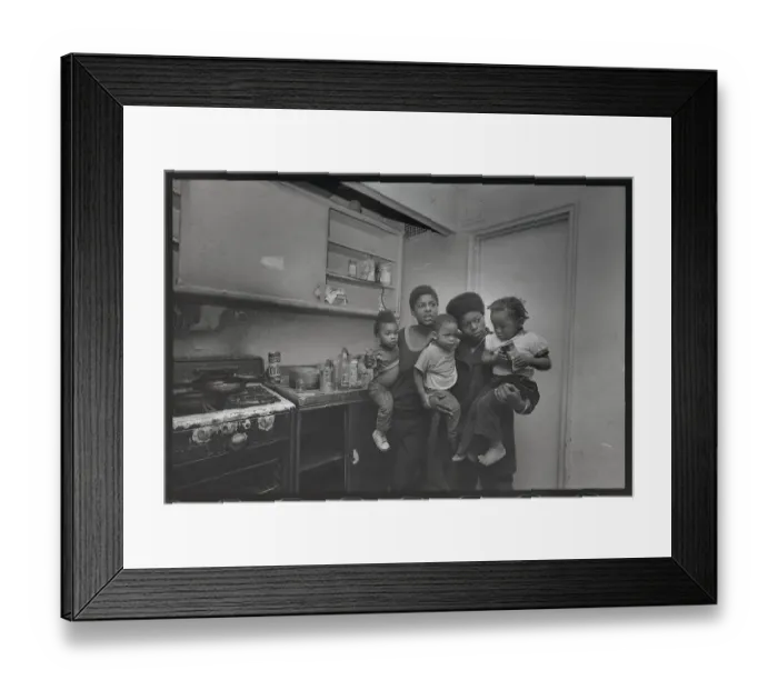 Framed Print : Mothers Holding Children by Stove for Warmth Framed Print : Mothers Holding Children by Stove for Warmth