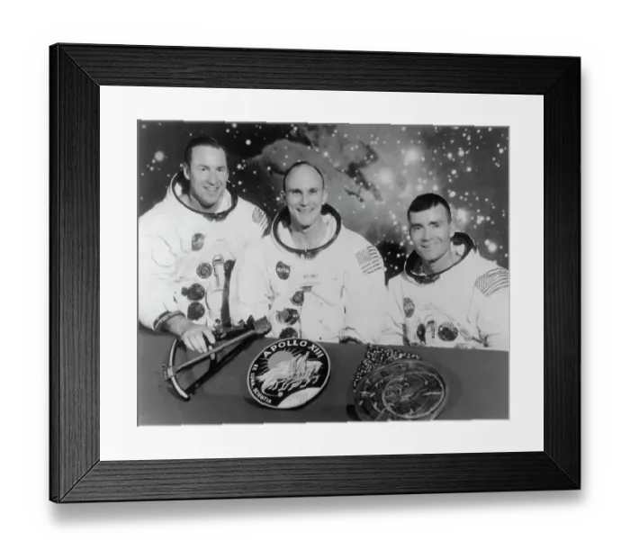 Framed Print : Astronauts Posing with Apollo Insignia Framed Print : Astronauts Posing with Apollo Insignia