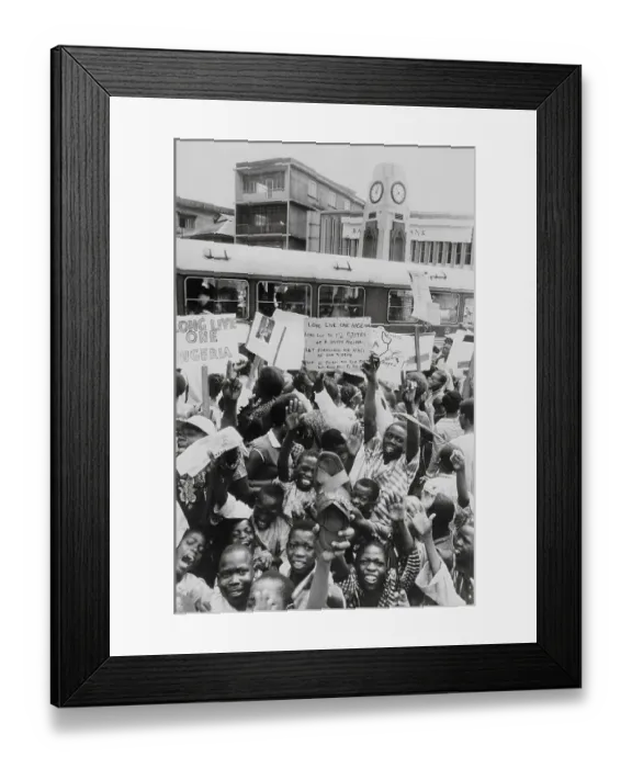 Framed Print : Nigerian Youngsters Carrying Poster During Cease Fire Celebration Framed Print : Nigerian Youngsters Carrying Poster During Cease Fire Celebration
