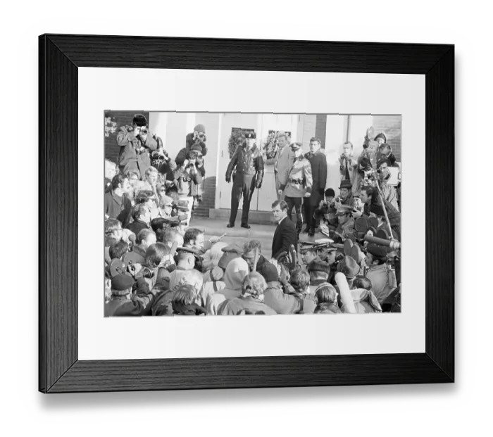 Framed Print : Edward Kennedy Entering Courthouse amid Reporters