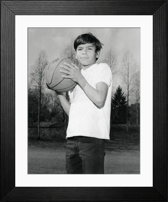 Framed Print : Portrait of American Indian Boy with Basketball Framed Print : Portrait of American Indian Boy with Basketball
