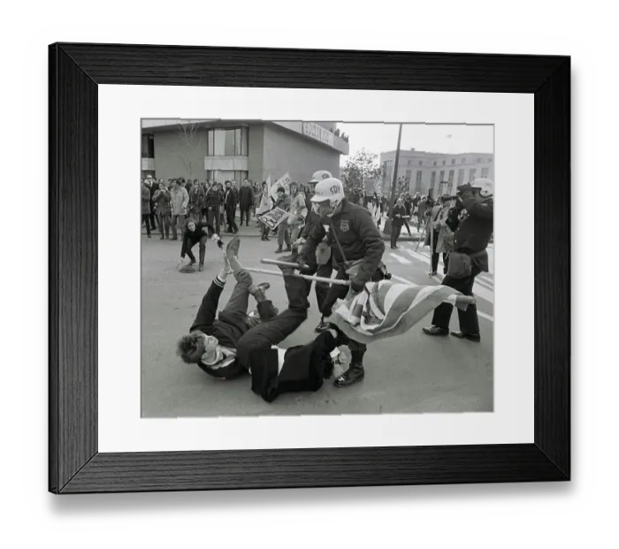 Framed Print : Anti-War Protesters knocked down Framed Print : Anti-War Protesters knocked down
