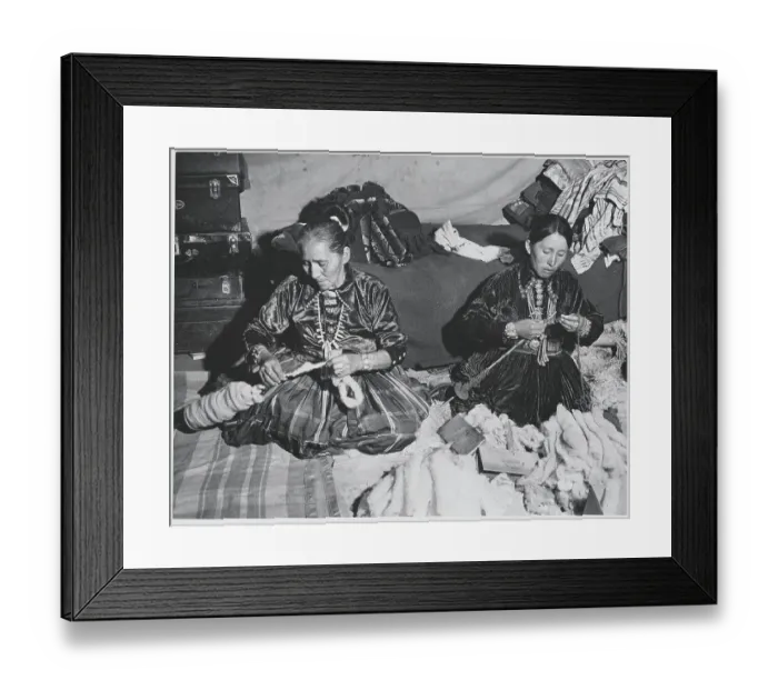 Framed Print : Female Navajo Indians Working with Wool Framed Print : Female Navajo Indians Working with Wool