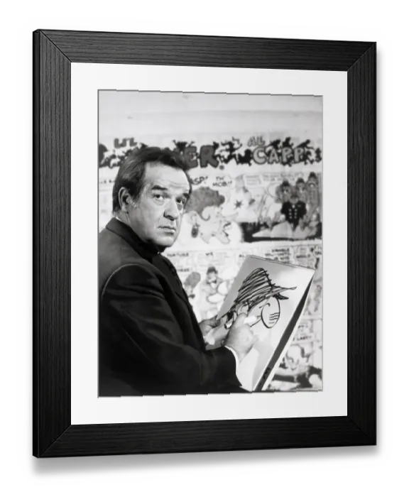Framed Print : Al Capp Drawing Cartoon Character On Pad Framed Print : Al Capp Drawing Cartoon Character On Pad
