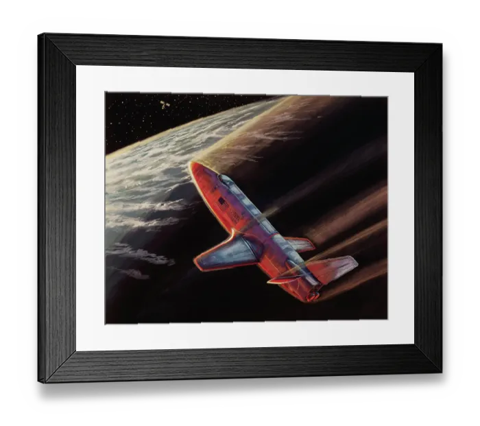 Framed Print : Illustration of Spacecraft over Earth Framed Print : Illustration of Spacecraft over Earth