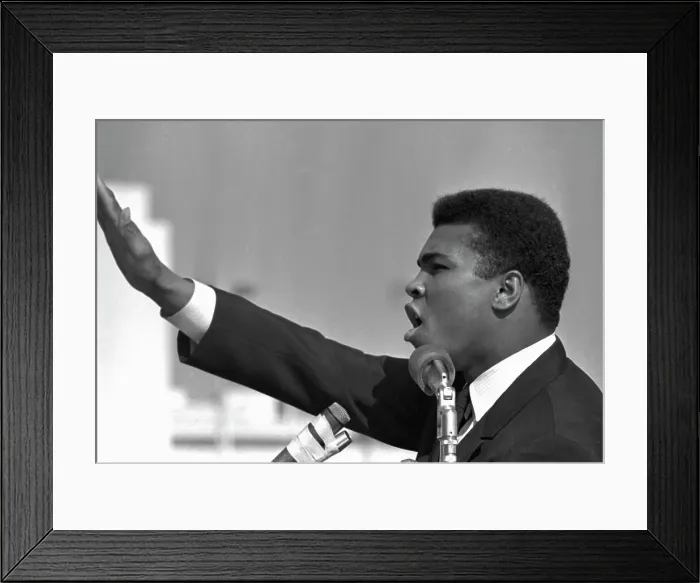 Framed Print : Muhammad Ali Emphasizing his Speech