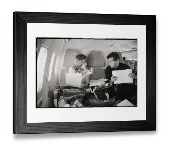 Framed Print : Jane Fonda Smokes with Mark Lane on Plane Framed Print : Jane Fonda Smokes with Mark Lane on Plane