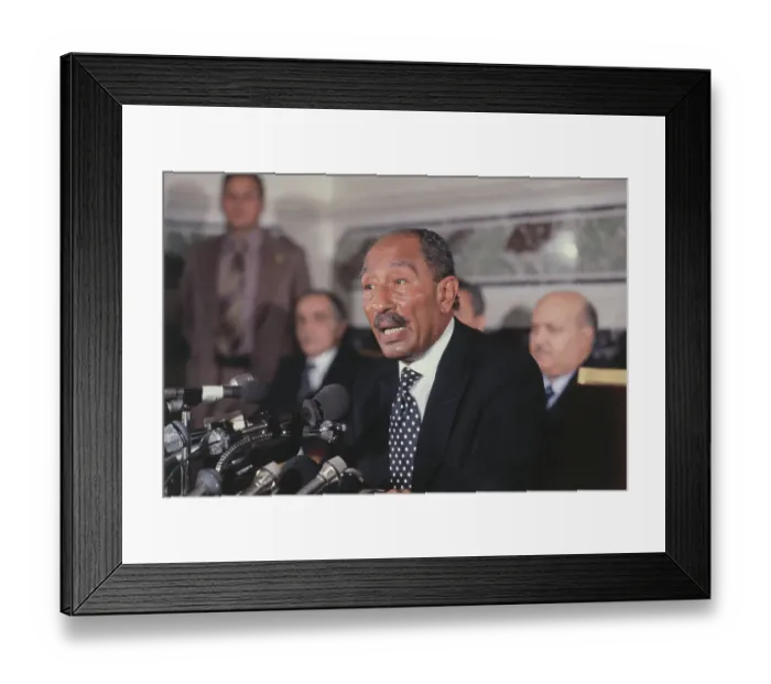 Framed Print : Anwar Sadat at News Conference Framed Print : Anwar Sadat at News Conference