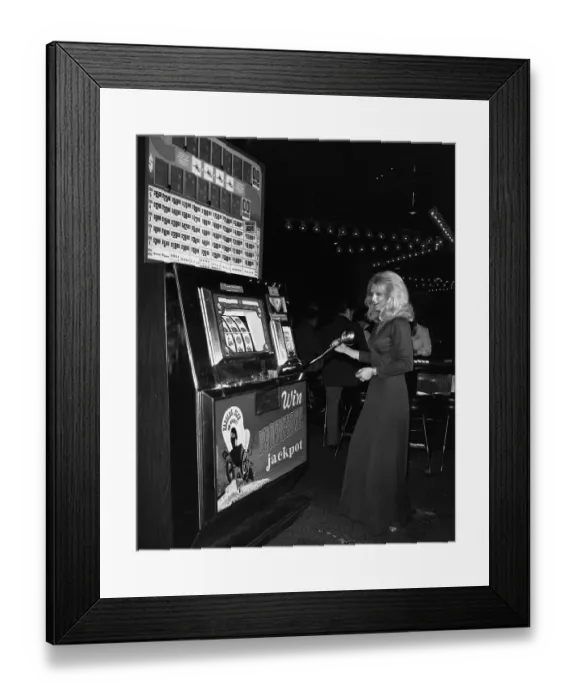 Framed Print : Customer Pulling Lever