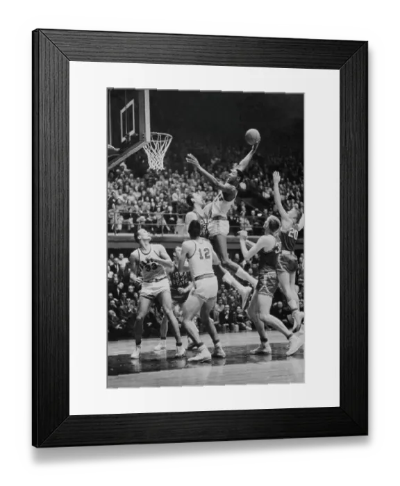 Framed Print : Wilt Chamberlain Jumping for Basket Framed Print : Wilt Chamberlain Jumping for Basket