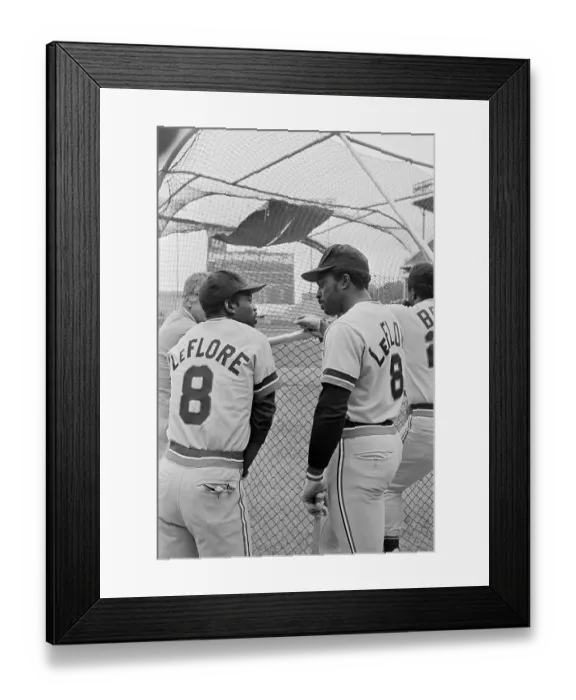 Framed Print : Levar Burton and Ron LeFlore Wearing Baseball Uniforms and Talking Framed Print : Levar Burton and Ron LeFlore Wearing Baseball Uniforms and Talking