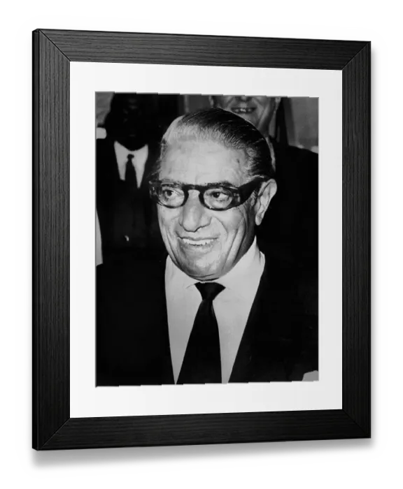 Framed Print : Millionaire Aristotle Onassis Smiling and Wearing Eyeglasses Framed Print : Millionaire Aristotle Onassis Smiling and Wearing Eyeglasses
