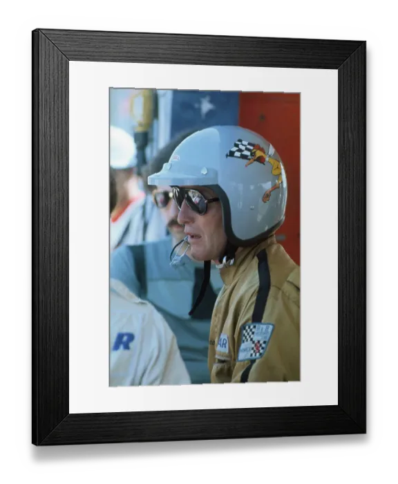 Framed Print : Paul Newman Wearing Helmet Framed Print : Paul Newman Wearing Helmet