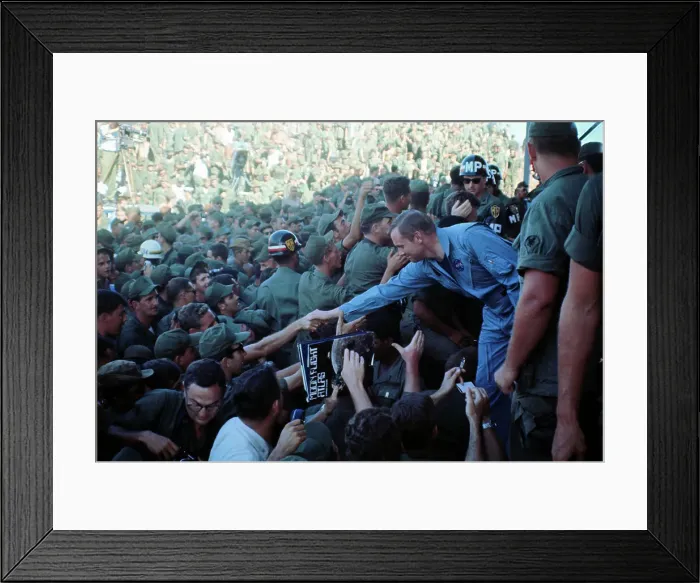 Framed Print : Neil Armstrong Greeting Military Fans Framed Print : Neil Armstrong Greeting Military Fans