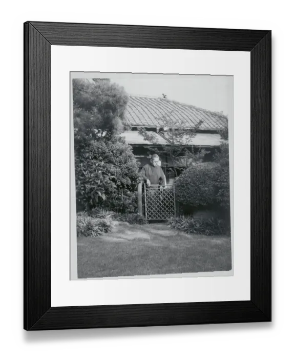 Framed Print : Eisaku Sato at His Garden Gate Framed Print : Eisaku Sato at His Garden Gate