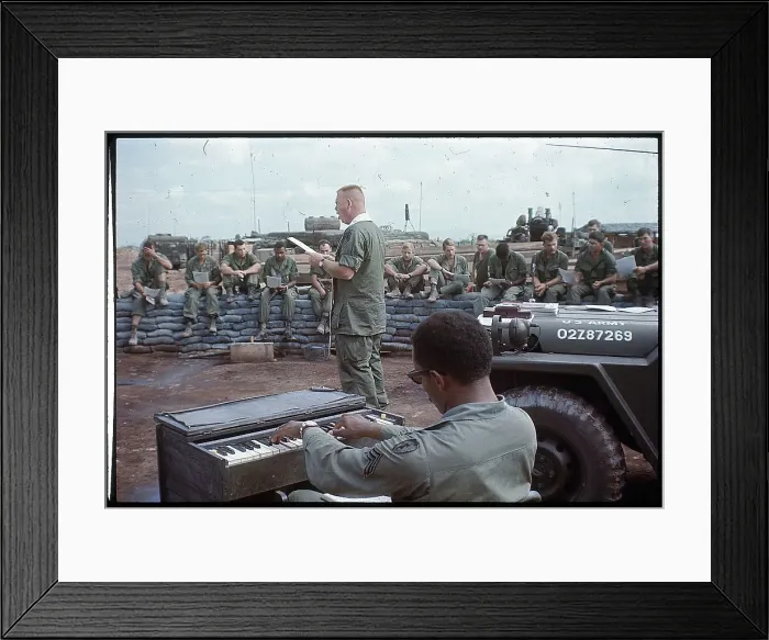 Framed Print : Troops Conduct Christmas Ceremony