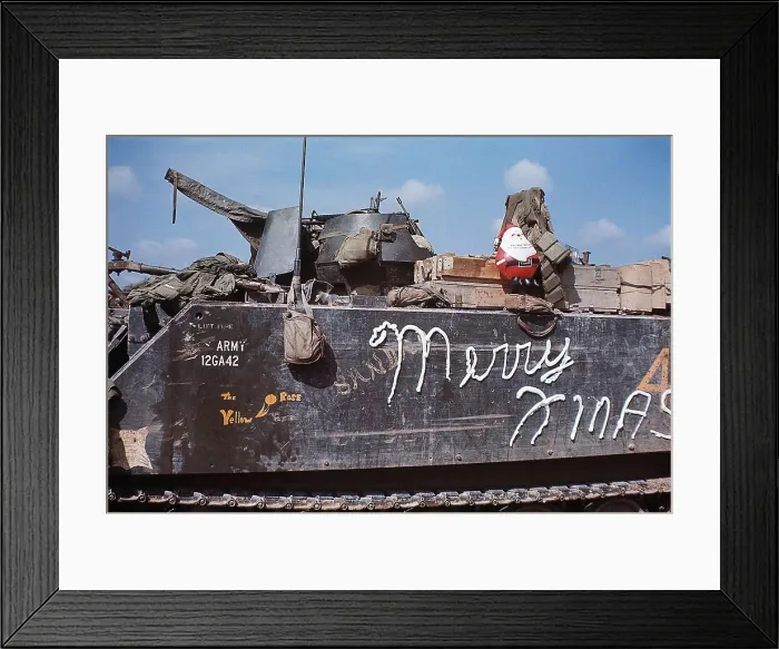 Framed Print : Armored Vehicle with Christmas Decorations Framed Print : Armored Vehicle with Christmas Decorations